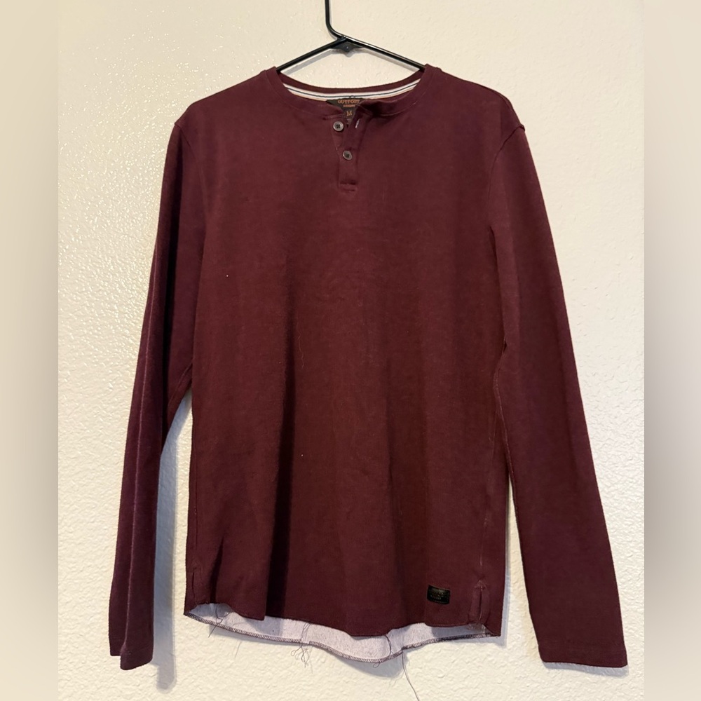 Buckle Men's Maroon Long Sleeve Henley